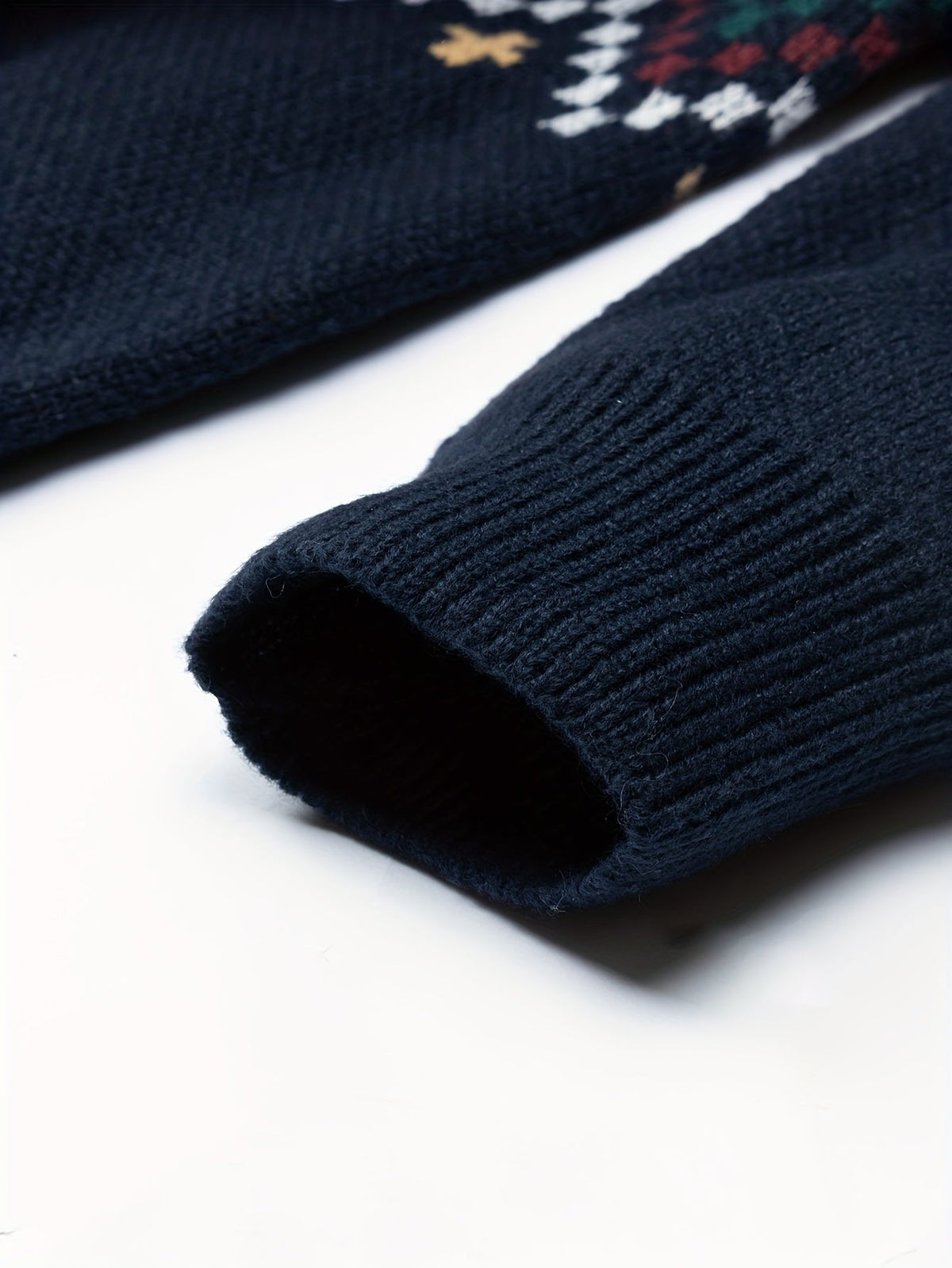 Men's Fair Isle Yoke Knit Jumper Close Up