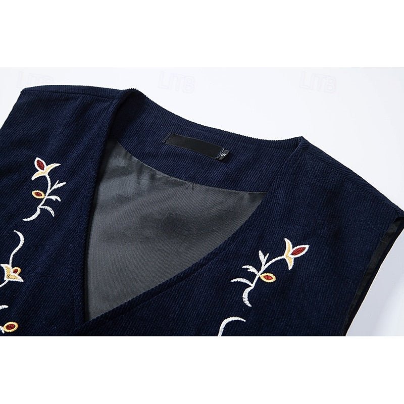 Men's Floral Embroidered Waistcoat | Smart Occasion Layer Full