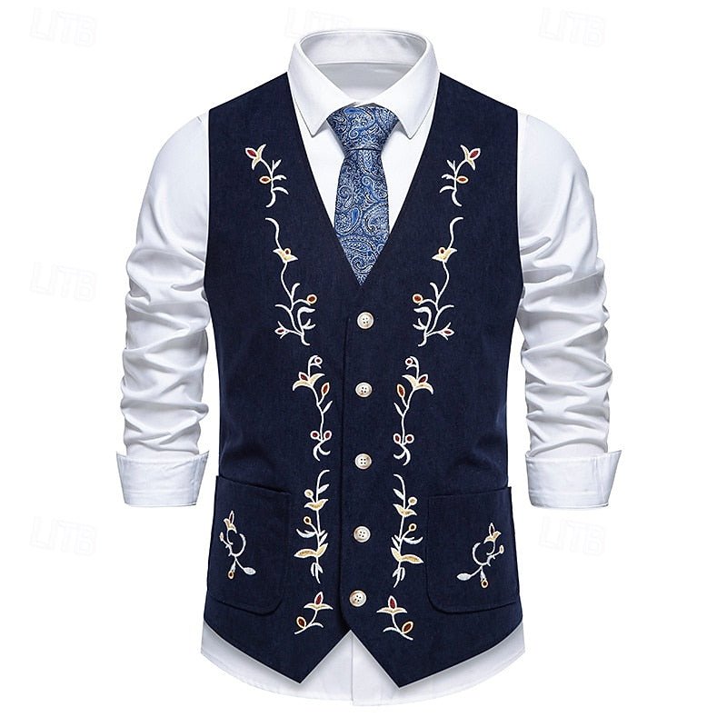 Men's Floral Embroidered Waistcoat | Smart Occasion Layer Lifestyle