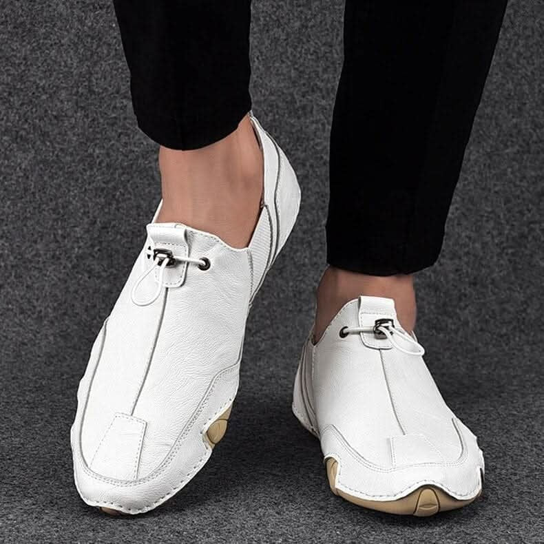Men's Genuine Leather Slip-Ons with Flexible Sole Side