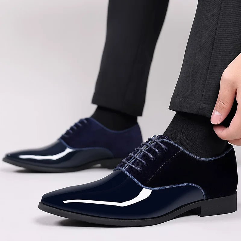 Men's Glossy Oxford Dress Shoes | Smart Formal Black-Tie Detail
