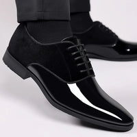 Men's Glossy Oxford Dress Shoes | Smart Formal Black-Tie Front