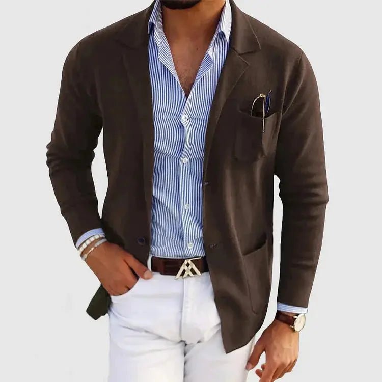 Men's Knit Blazer Jacket | Smart Casual with Relaxed Fit Angle