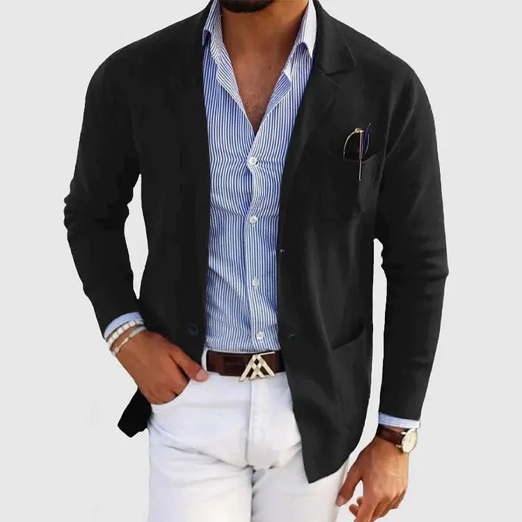 Men's Knit Blazer Jacket | Smart Casual with Relaxed Fit Back