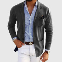 Men's Knit Blazer Jacket | Smart Casual with Relaxed Fit Close Up