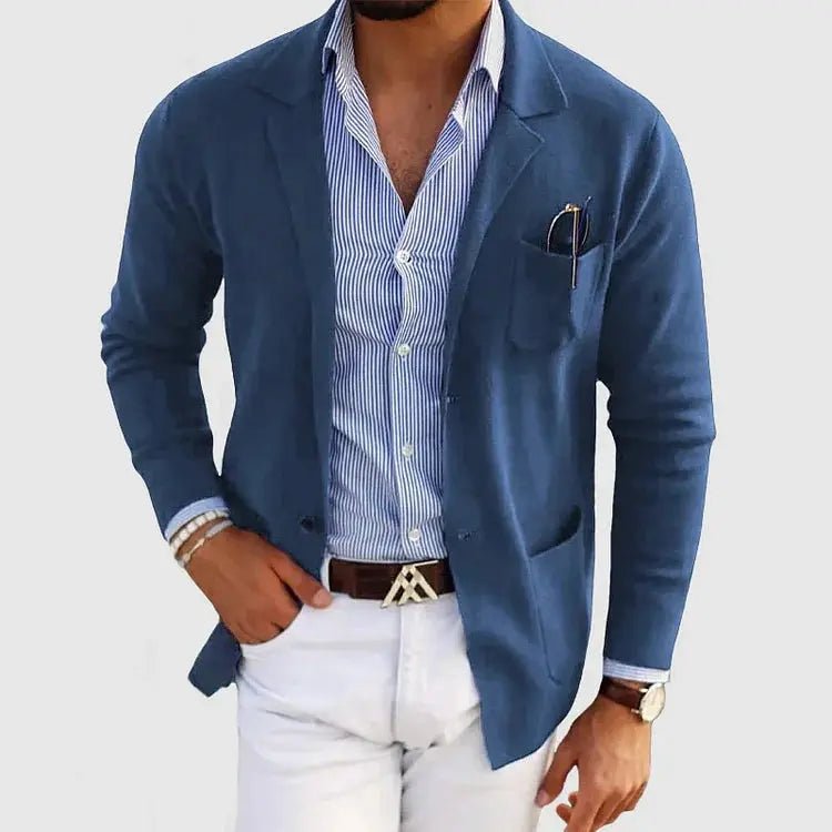 Men's Knit Blazer Jacket | Smart Casual with Relaxed Fit Front