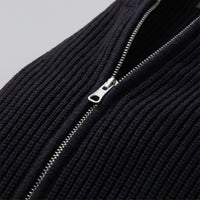 Men's Knitted Zip Up Cardigan with Ribbed Collar Full