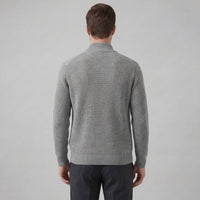 Men's Knitted Zip Up Cardigan with Ribbed Collar View 13
