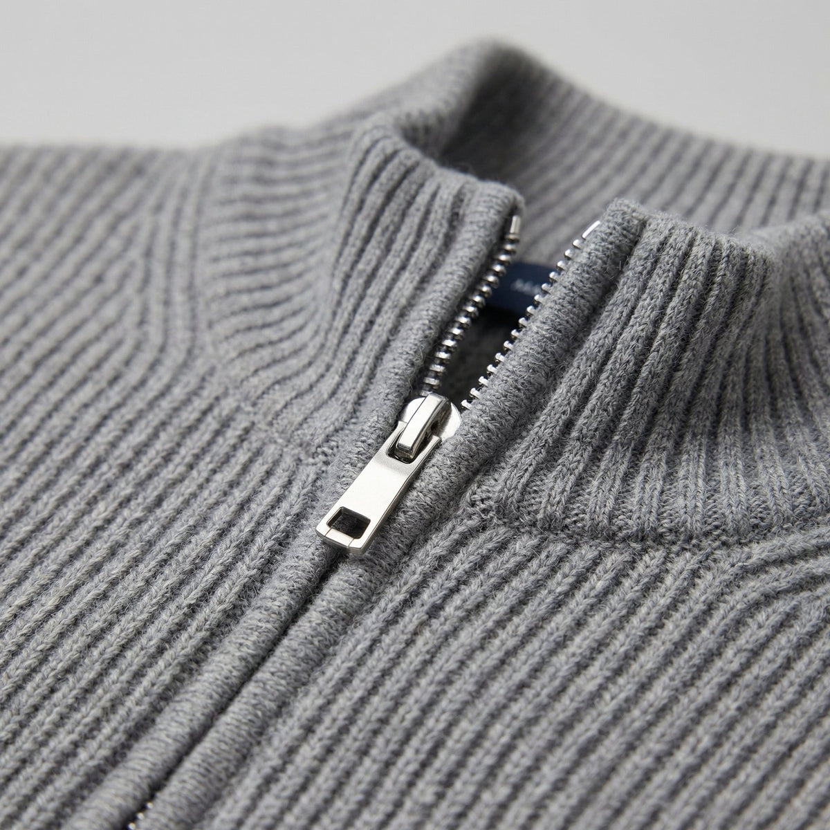 Men's Knitted Zip Up Cardigan with Ribbed Collar View 14