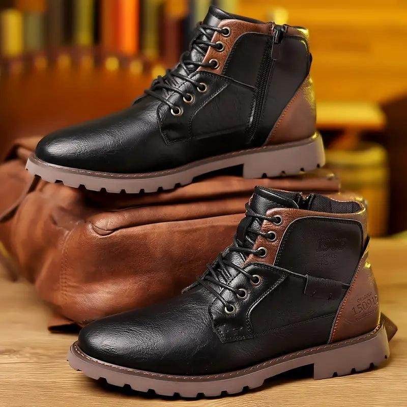 Men's Leather Dress Boots | Side Zipper with Sleek Finish Front