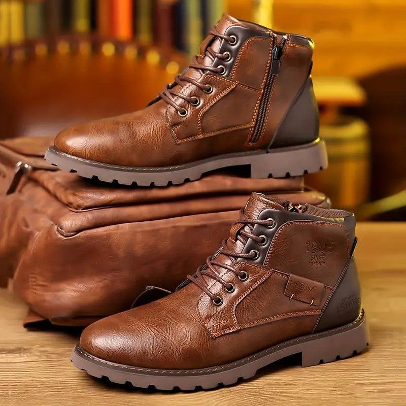 Men's Leather Dress Boots | Side Zipper with Sleek Finish Side