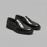 Men's Leather-Look Penny Loafers with Rubber Sole Close Up