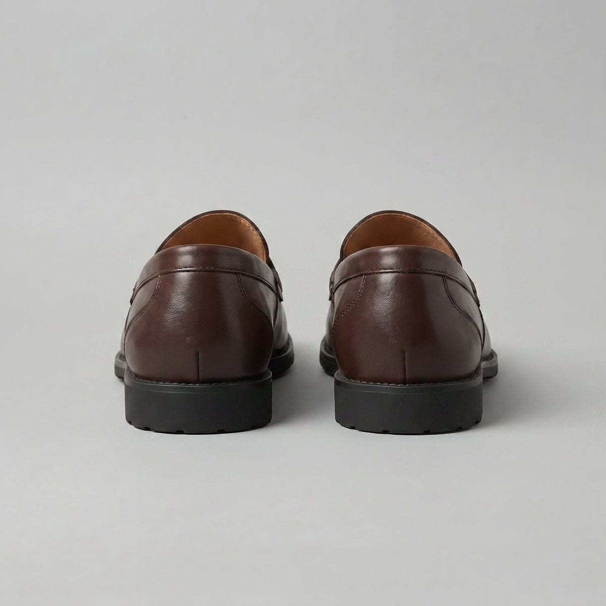 Men's Leather-Look Penny Loafers with Rubber Sole Detail