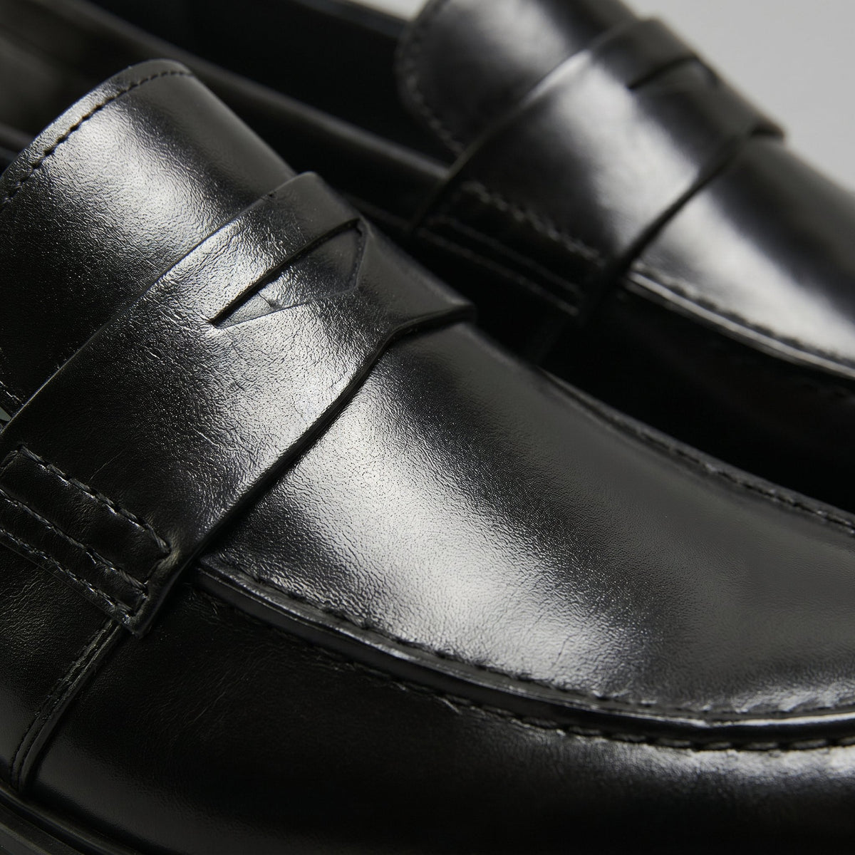 Men's Leather-Look Penny Loafers with Rubber Sole Full