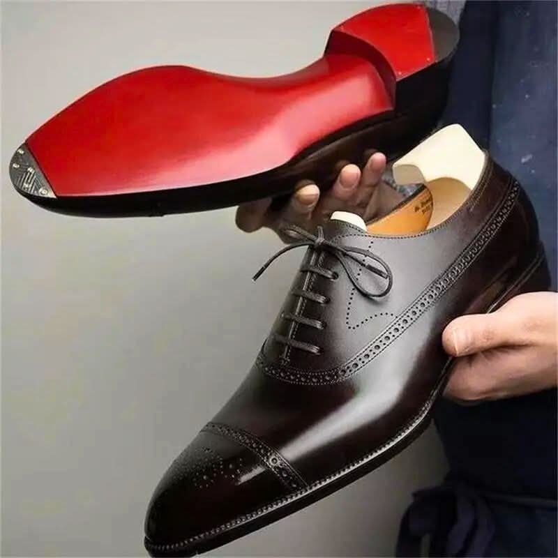 Men's Leather Oxford Brogue Shoes with Cap Toe Hero