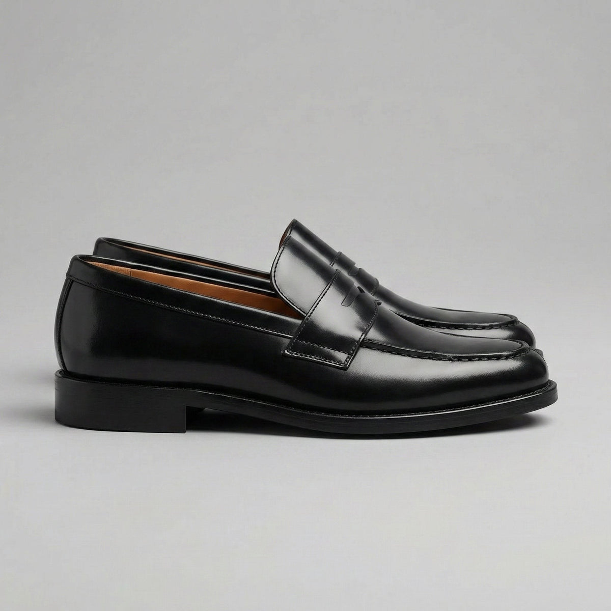 Men's Leather Penny Loafers | Slip On with Polished Finish Front