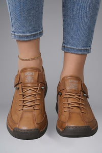 Men's Leather Trainers with Elastic Side Panels Alternate