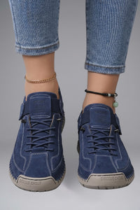 Men's Leather Trainers with Elastic Side Panels Angle