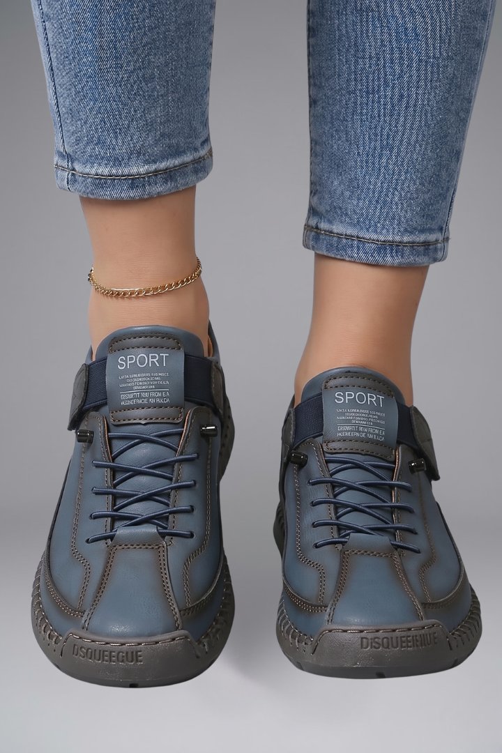 Men's Leather Trainers with Elastic Side Panels Full