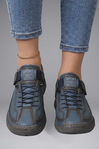 Men's Leather Trainers with Elastic Side Panels Full