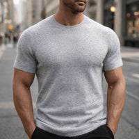 Men's Lightweight Knit Short Sleeve Tee Close Up