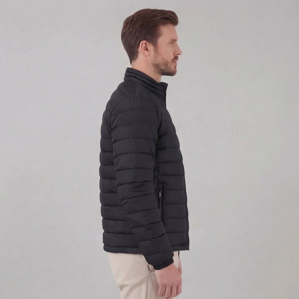 Men's Lightweight Puffer Spring Jacket with Quilted Finish Close Up