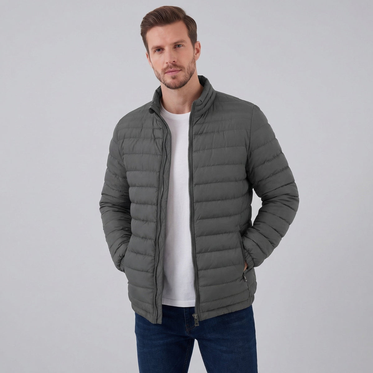 Men's Lightweight Puffer Spring Jacket with Quilted Finish View 15