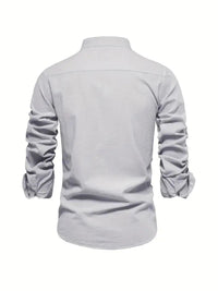 Men's Linen Shirt | Long Sleeves with Stand Collar Alternate