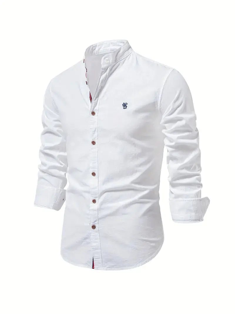 Men's Linen Shirt | Long Sleeves with Stand Collar Hero