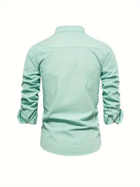 Men's Linen Shirt | Long Sleeves with Stand Collar Side
