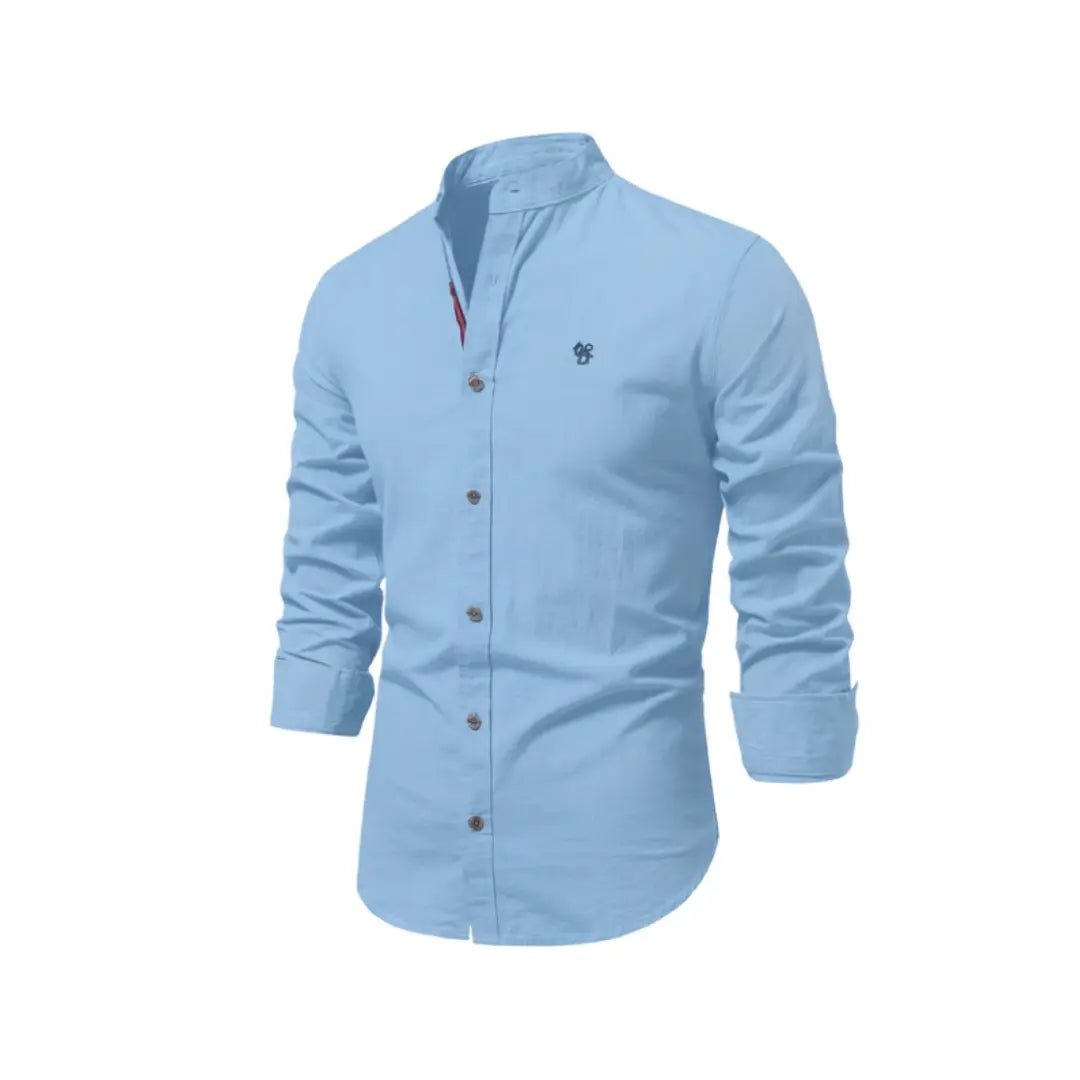 Men's Linen Shirt | Long Sleeves with Stand Collar View 11