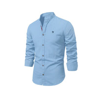 Men's Linen Shirt | Long Sleeves with Stand Collar View 11