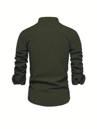 Men's Linen Shirt | Long Sleeves with Stand Collar View 15