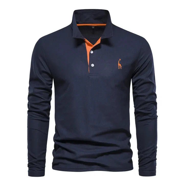 Men's Long Sleeve Polo Shirt with Classic Collar Back