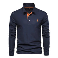 Men's Long Sleeve Polo Shirt with Classic Collar Back