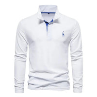 Men's Long Sleeve Polo Shirt with Classic Collar Close Up