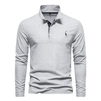 Men's Long Sleeve Polo Shirt with Classic Collar Detail