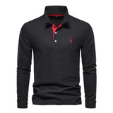 Men's Long Sleeve Polo Shirt with Classic Collar