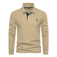 Men's Long Sleeve Polo Shirt with Classic Collar Side