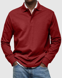 Men's Long Sleeve Polo Shirt with Ribbed Cuffs Alternate