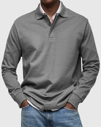 Men's Long Sleeve Polo Shirt with Ribbed Cuffs Back