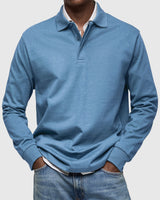 Men's Long Sleeve Polo Shirt with Ribbed Cuffs