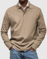 Men's Long Sleeve Polo Shirt with Ribbed Cuffs Lifestyle