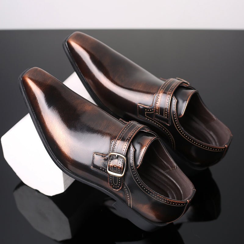 Men's Monk Strap Dress Shoes with Buckle Detail Back