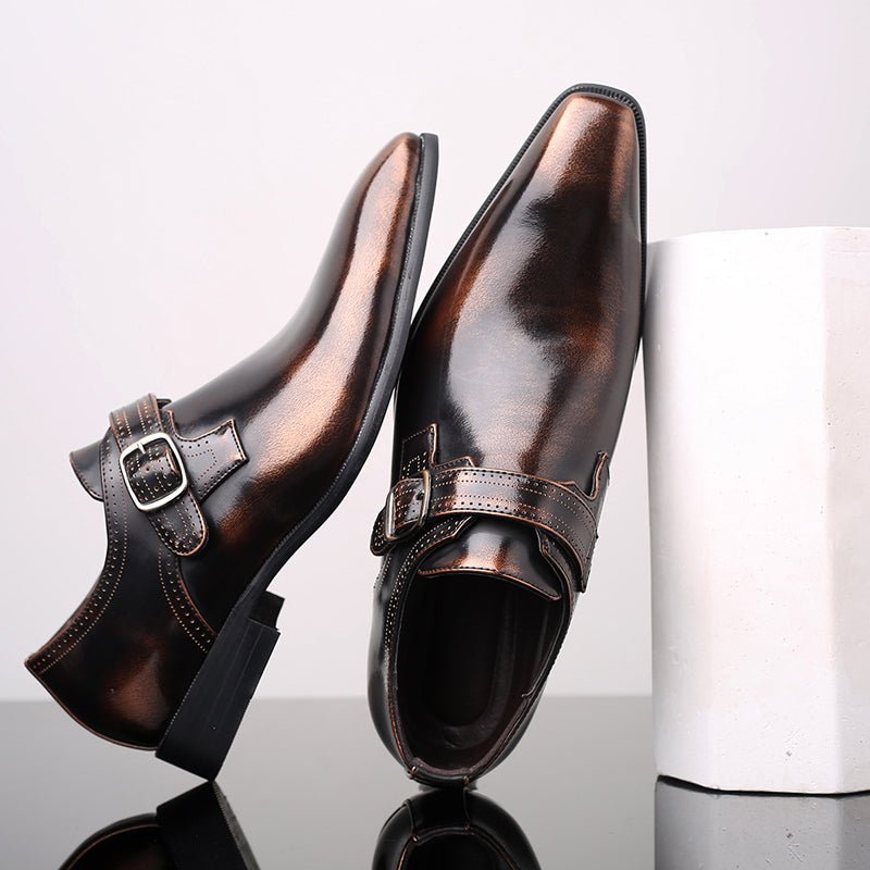 Men's Monk Strap Dress Shoes with Buckle Detail Side