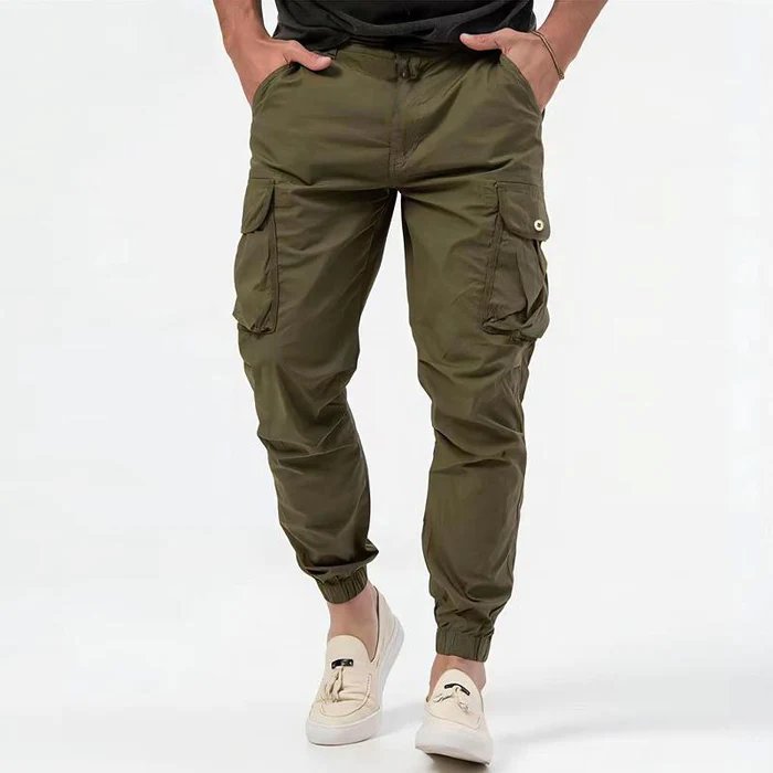 Men's Multi-Pocket Tactical Cargo Jogger Pants with Elasticated Cuffs Back