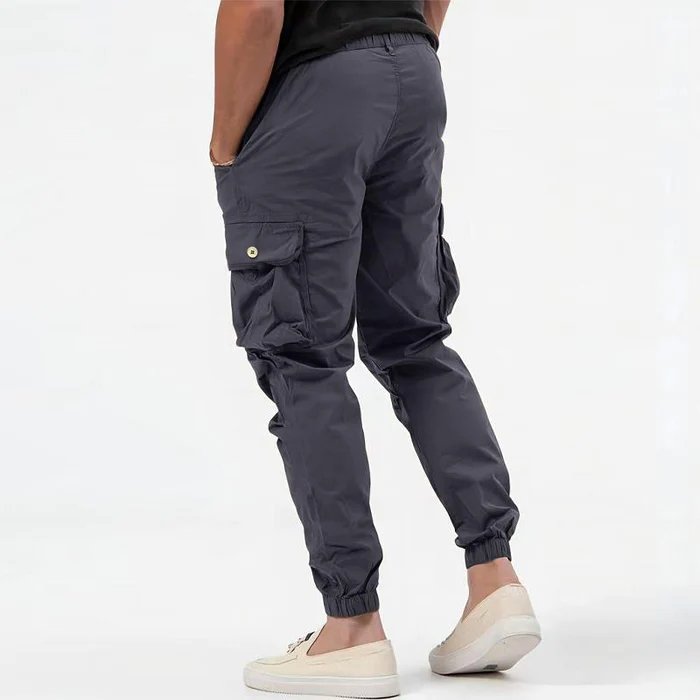 Men's Multi-Pocket Tactical Cargo Jogger Pants with Elasticated Cuffs Front