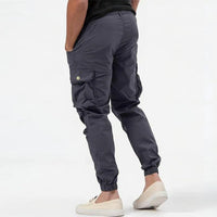 Men's Multi-Pocket Tactical Cargo Jogger Pants with Elasticated Cuffs Front