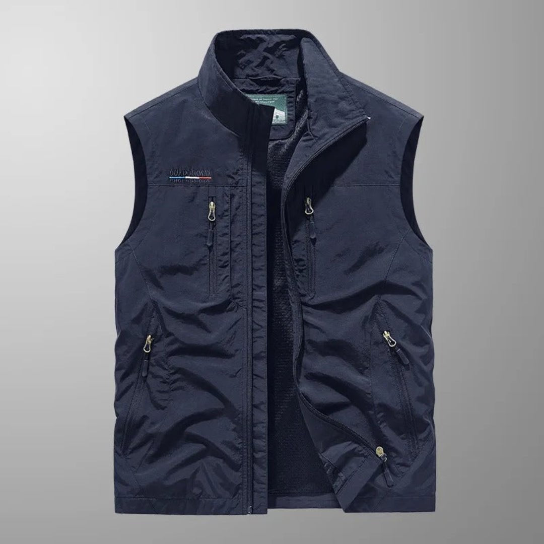 Men's Multi Pocket Utility Vest with Zip Front Angle