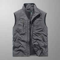Men's Multi Pocket Utility Vest with Zip Front Close Up